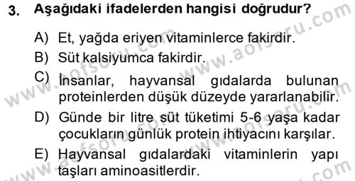 Hayvan Yetiştirme Dersi 2014 - 2015 Yılı (Vize) Ara Sınav Soruları 3. Soru