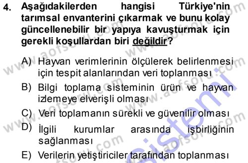 Hayvan Yetiştirme Dersi 2014 - 2015 Yılı (Vize) Ara Sınav Soruları 4. Soru