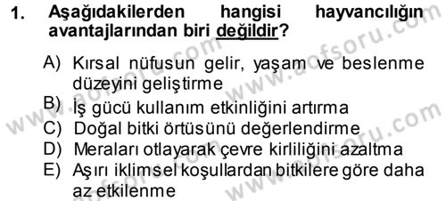 Hayvan Yetiştirme Dersi 2014 - 2015 Yılı (Final) Dönem Sonu Sınav Soruları 1. Soru