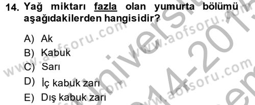 Hayvan Yetiştirme Dersi 2014 - 2015 Yılı (Final) Dönem Sonu Sınav Soruları 14. Soru