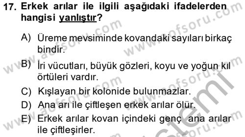 Hayvan Yetiştirme Dersi 2014 - 2015 Yılı (Final) Dönem Sonu Sınav Soruları 17. Soru