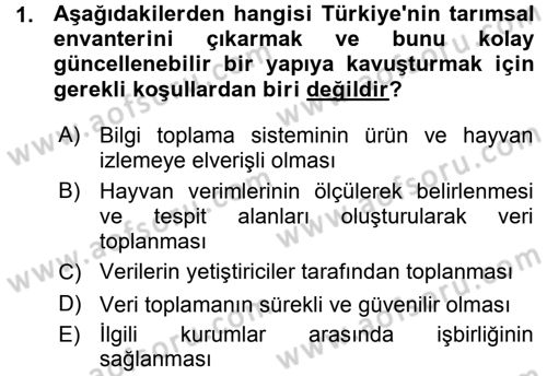 Hayvan Yetiştirme Dersi 2015 - 2016 Yılı (Vize) Ara Sınav Soruları 1. Soru