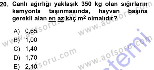 Hayvan Yetiştirme Dersi 2015 - 2016 Yılı (Vize) Ara Sınav Soruları 20. Soru