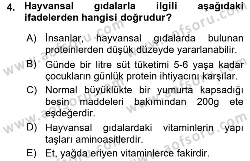 Hayvan Yetiştirme Dersi 2015 - 2016 Yılı (Vize) Ara Sınav Soruları 4. Soru