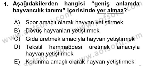 Hayvan Yetiştirme Dersi 2015 - 2016 Yılı (Final) Dönem Sonu Sınav Soruları 1. Soru