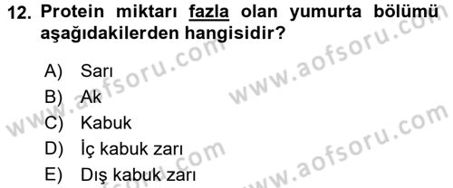 Hayvan Yetiştirme Dersi 2015 - 2016 Yılı (Final) Dönem Sonu Sınav Soruları 12. Soru