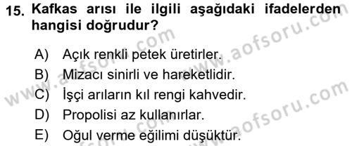 Hayvan Yetiştirme Dersi 2015 - 2016 Yılı (Final) Dönem Sonu Sınav Soruları 15. Soru