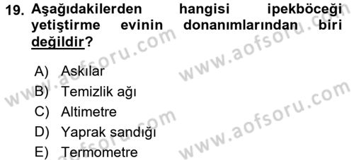 Hayvan Yetiştirme Dersi 2015 - 2016 Yılı (Final) Dönem Sonu Sınav Soruları 19. Soru