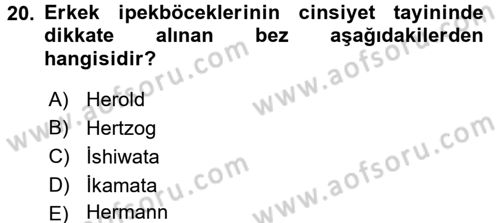 Hayvan Yetiştirme Dersi 2015 - 2016 Yılı (Final) Dönem Sonu Sınav Soruları 20. Soru