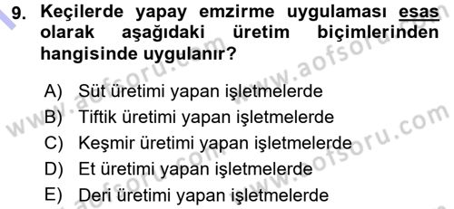 Hayvan Yetiştirme Dersi 2015 - 2016 Yılı (Final) Dönem Sonu Sınav Soruları 9. Soru