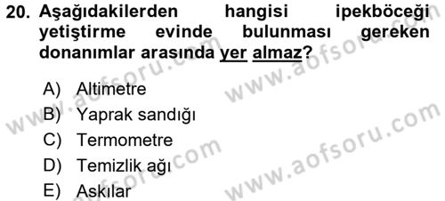 Hayvan Yetiştirme Dersi 2015 - 2016 Yılı Tek Ders Sınav Soruları 20. Soru