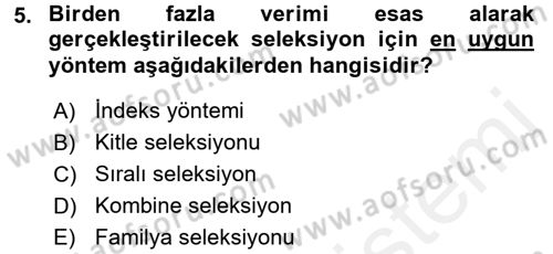 Hayvan Yetiştirme Dersi 2015 - 2016 Yılı Tek Ders Sınav Soruları 5. Soru