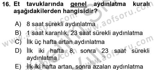 Hayvan Yetiştirme Dersi 2016 - 2017 Yılı 3 Ders Sınav Soruları 16. Soru