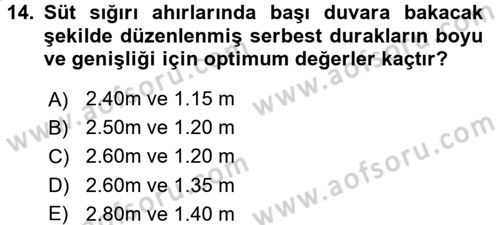 Hayvan Yetiştirme Dersi 2016 - 2017 Yılı (Vize) Ara Sınav Soruları 14. Soru