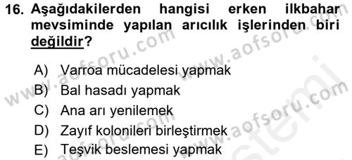 Hayvan Yetiştirme Dersi 2016 - 2017 Yılı (Final) Dönem Sonu Sınav Soruları 16. Soru