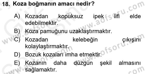 Hayvan Yetiştirme Dersi 2016 - 2017 Yılı (Final) Dönem Sonu Sınav Soruları 18. Soru