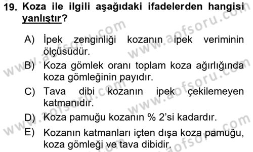 Hayvan Yetiştirme Dersi 2016 - 2017 Yılı (Final) Dönem Sonu Sınav Soruları 19. Soru