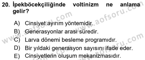 Hayvan Yetiştirme Dersi 2016 - 2017 Yılı (Final) Dönem Sonu Sınav Soruları 20. Soru