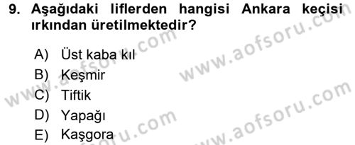 Hayvan Yetiştirme Dersi 2016 - 2017 Yılı (Final) Dönem Sonu Sınav Soruları 9. Soru