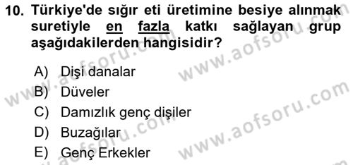 Hayvan Yetiştirme Dersi 2017 - 2018 Yılı 3 Ders Sınav Soruları 10. Soru