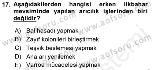 Hayvan Yetiştirme Dersi 2017 - 2018 Yılı 3 Ders Sınav Soruları 17. Soru