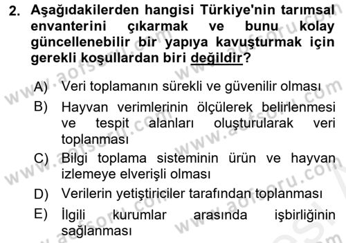 Hayvan Yetiştirme Dersi 2017 - 2018 Yılı 3 Ders Sınav Soruları 2. Soru