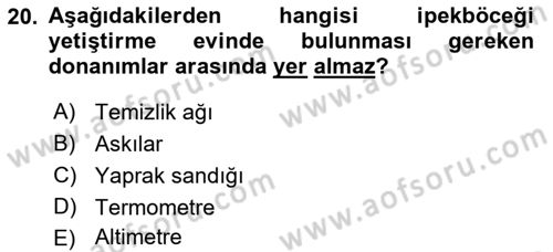 Hayvan Yetiştirme Dersi 2017 - 2018 Yılı 3 Ders Sınav Soruları 20. Soru