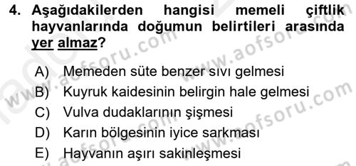 Hayvan Yetiştirme Dersi 2017 - 2018 Yılı 3 Ders Sınav Soruları 4. Soru