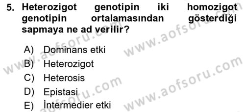 Hayvan Yetiştirme Dersi 2017 - 2018 Yılı 3 Ders Sınav Soruları 5. Soru