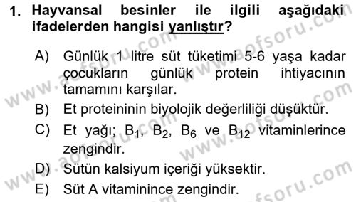 Hayvan Yetiştirme Dersi 2017 - 2018 Yılı (Vize) Ara Sınav Soruları 1. Soru