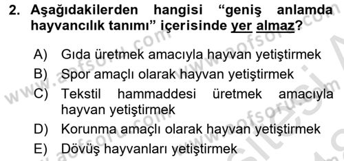 Hayvan Yetiştirme Dersi 2017 - 2018 Yılı (Vize) Ara Sınav Soruları 2. Soru