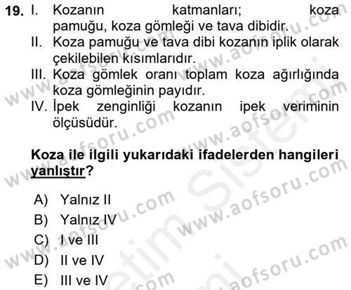 Hayvan Yetiştirme Dersi 2017 - 2018 Yılı (Final) Dönem Sonu Sınav Soruları 19. Soru