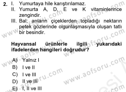 Hayvan Yetiştirme Dersi 2017 - 2018 Yılı (Final) Dönem Sonu Sınav Soruları 2. Soru