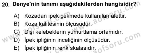 Hayvan Yetiştirme Dersi 2017 - 2018 Yılı (Final) Dönem Sonu Sınav Soruları 20. Soru