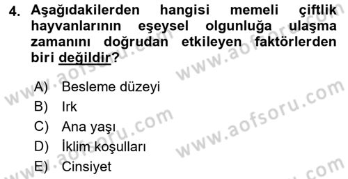 Hayvan Yetiştirme Dersi 2017 - 2018 Yılı (Final) Dönem Sonu Sınav Soruları 4. Soru