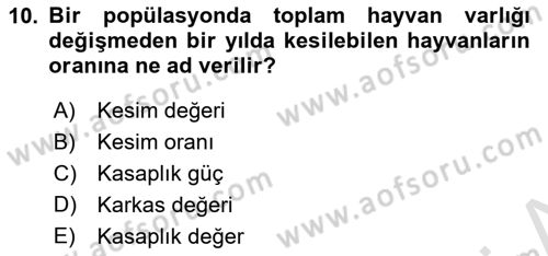 Hayvan Yetiştirme Dersi 2018 - 2019 Yılı 3 Ders Sınav Soruları 10. Soru