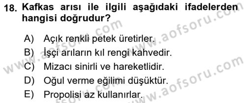 Hayvan Yetiştirme Dersi 2018 - 2019 Yılı 3 Ders Sınav Soruları 18. Soru