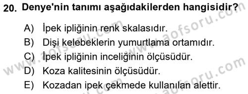 Hayvan Yetiştirme Dersi 2018 - 2019 Yılı 3 Ders Sınav Soruları 20. Soru