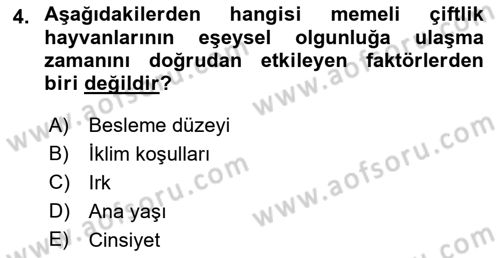Hayvan Yetiştirme Dersi 2018 - 2019 Yılı 3 Ders Sınav Soruları 4. Soru