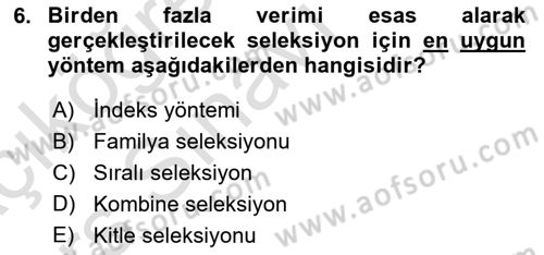 Hayvan Yetiştirme Dersi 2018 - 2019 Yılı 3 Ders Sınav Soruları 6. Soru