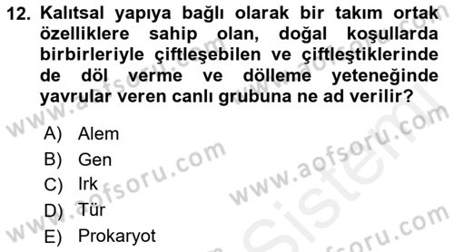 Hayvan Yetiştirme Dersi 2018 - 2019 Yılı (Vize) Ara Sınav Soruları 12. Soru