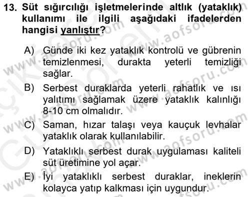 Hayvan Yetiştirme Dersi 2018 - 2019 Yılı (Vize) Ara Sınav Soruları 13. Soru