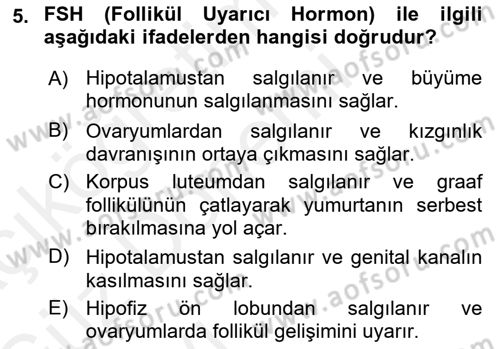 Hayvan Yetiştirme Dersi 2018 - 2019 Yılı (Vize) Ara Sınav Soruları 5. Soru