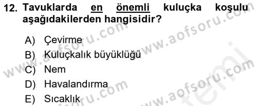 Hayvan Yetiştirme Dersi 2018 - 2019 Yılı (Final) Dönem Sonu Sınav Soruları 12. Soru