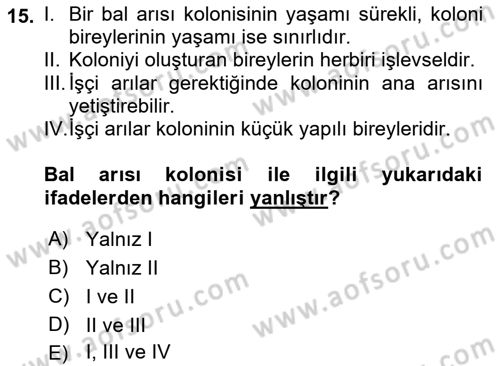 Hayvan Yetiştirme Dersi 2018 - 2019 Yılı (Final) Dönem Sonu Sınav Soruları 15. Soru