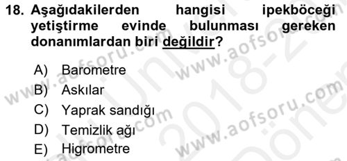 Hayvan Yetiştirme Dersi 2018 - 2019 Yılı (Final) Dönem Sonu Sınav Soruları 18. Soru