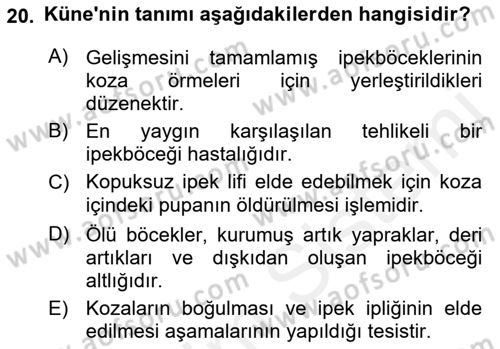 Hayvan Yetiştirme Dersi 2018 - 2019 Yılı (Final) Dönem Sonu Sınav Soruları 20. Soru