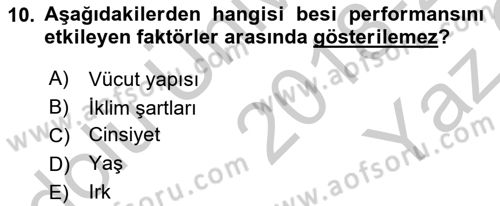 Hayvan Yetiştirme Dersi 2018 - 2019 Yılı Yaz Okulu Sınav Soruları 10. Soru