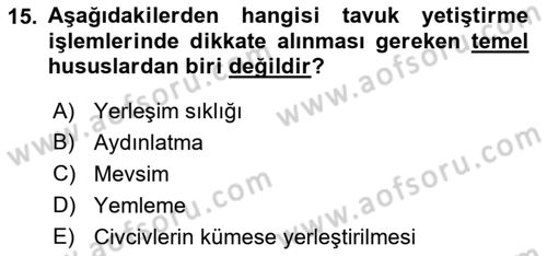 Hayvan Yetiştirme Dersi 2018 - 2019 Yılı Yaz Okulu Sınav Soruları 15. Soru