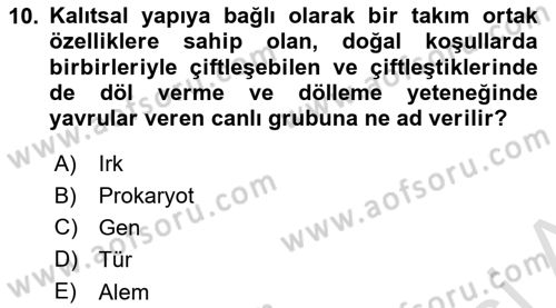 Hayvan Yetiştirme Dersi 2019 - 2020 Yılı (Vize) Ara Sınav Soruları 10. Soru